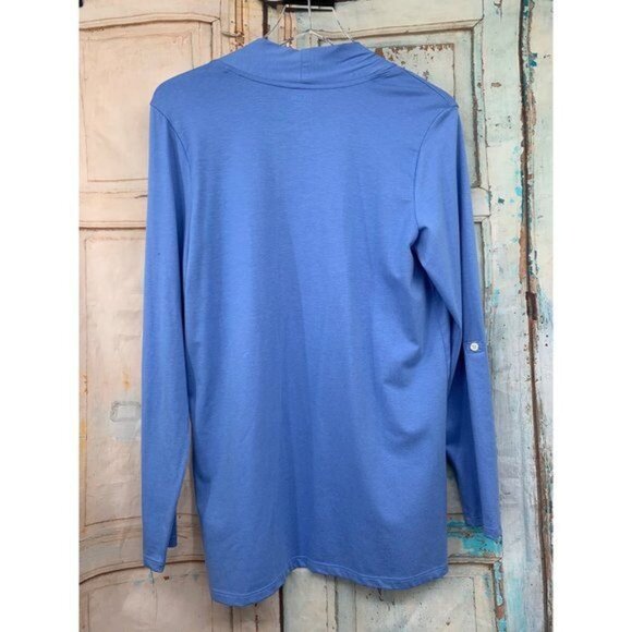 L.L. Bean Open Front Supima Cotton Cardigan M Reg Misses Light Blue Item ID29256 - Picture 5 of 5